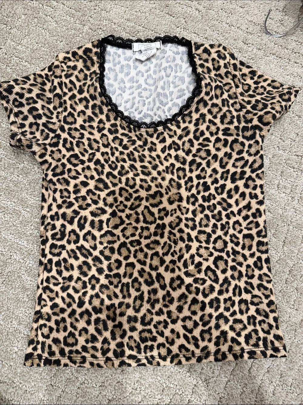 Full Tilt Leopard Print Girls Top in Tan and Black